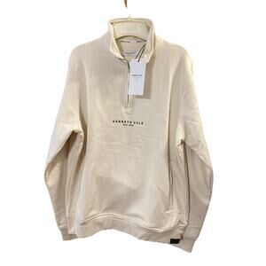 Kenneth Cole Men’s Pullover Fleece Sweatshirt Sz M NWT Cream 1/4 Zip $79 Pocket